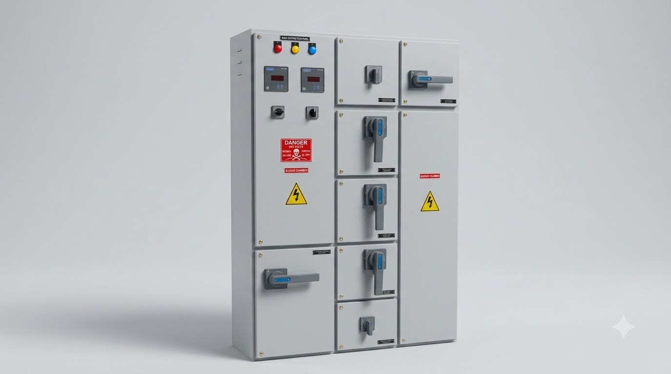 AM Electricals main power distribution panel on the Kolkata shopfloor